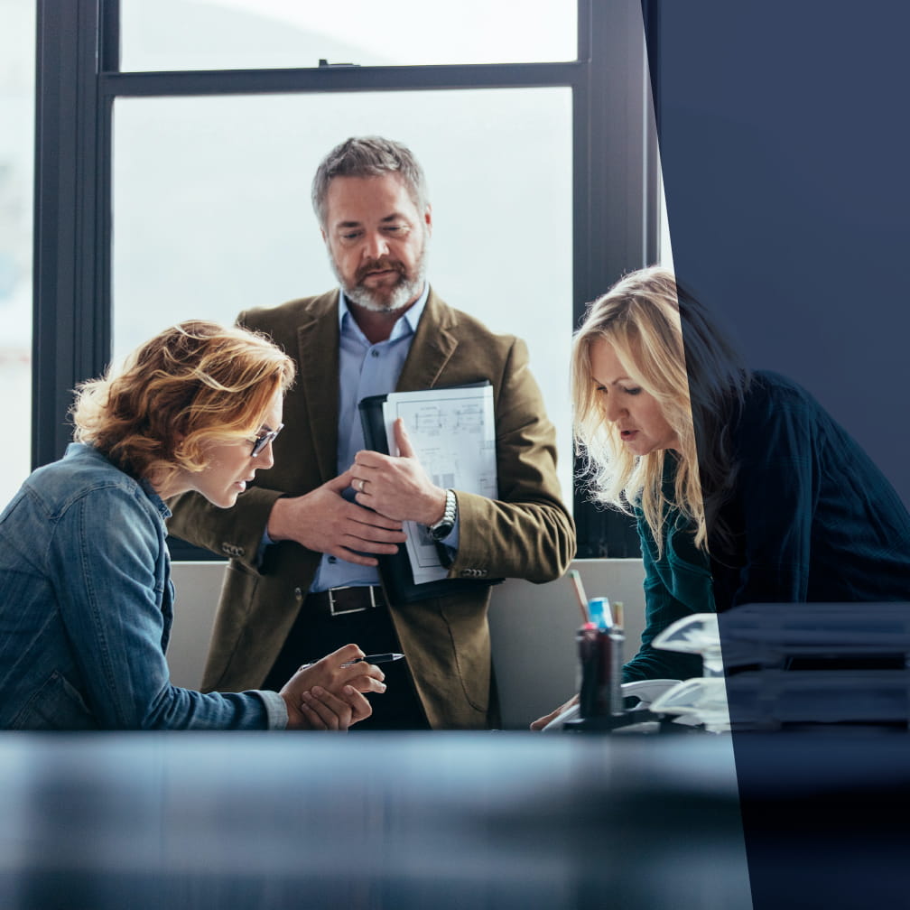 A team of three working together