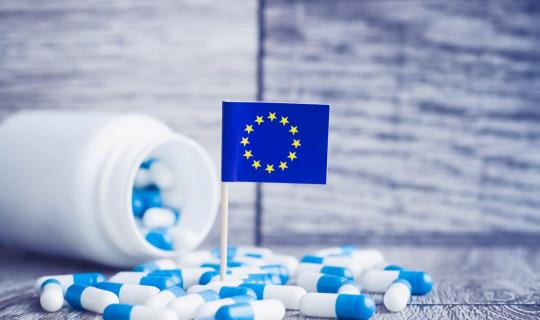 Pills with EU flag