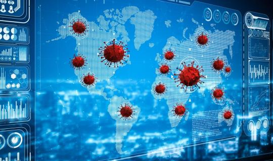viruses on a global map