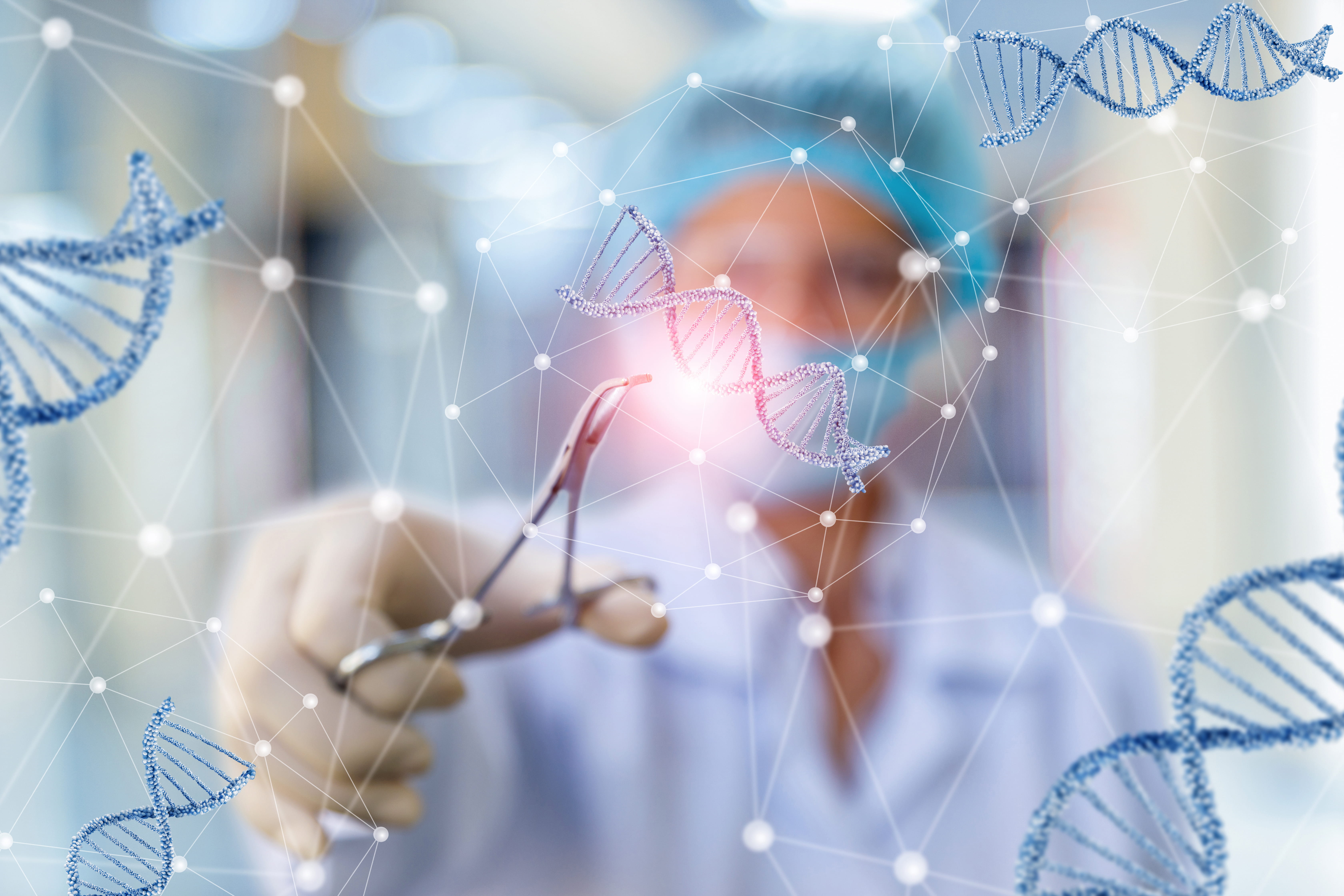 researcher with DNA