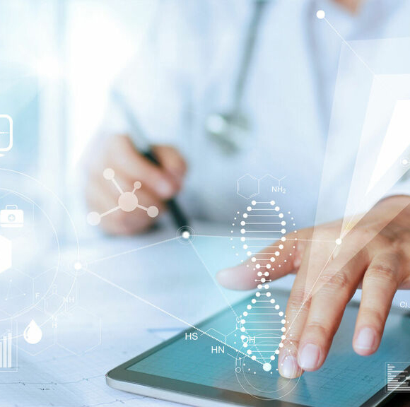 hand of a healthcare provider using tablet