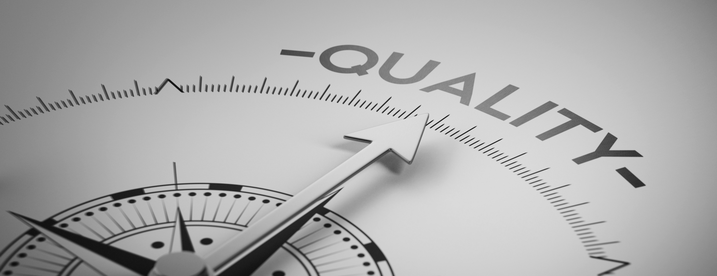 Compass pointing to quality