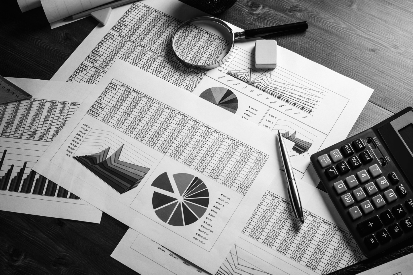 Datasheets on a table